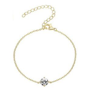 14K Gold Plated Cubic Zirconia Solitaire Diamond Bracelet | Bracelet for Women